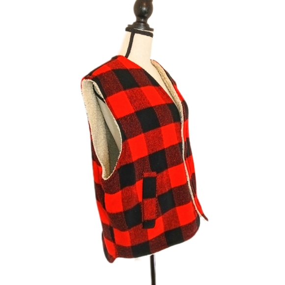 American Vintage ::Canyon Guide Outfitters Hunting Wool Sherpa Lined Vest Size L - Picture 3 of 7